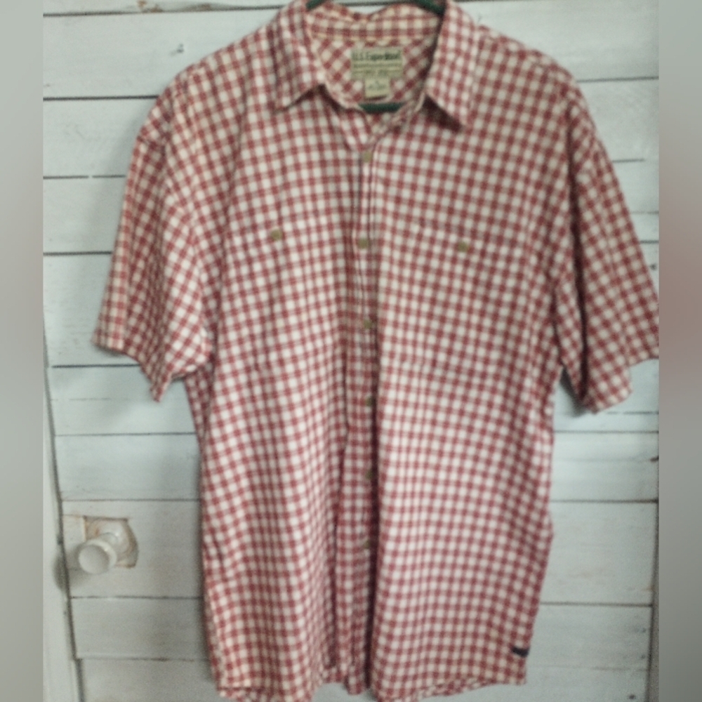 US Expedition Reliable Outdoor Brand Men's XL Short Sleeve Button Down Red Plaid
